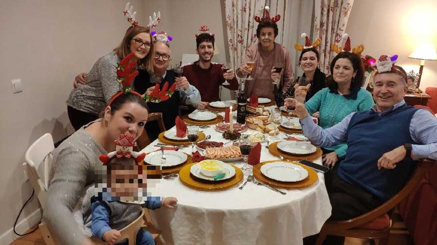 family having dinner on Christmas Eve in Spain