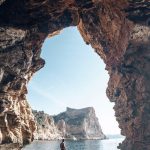 Student in the Cova Talla in Denia in Spain