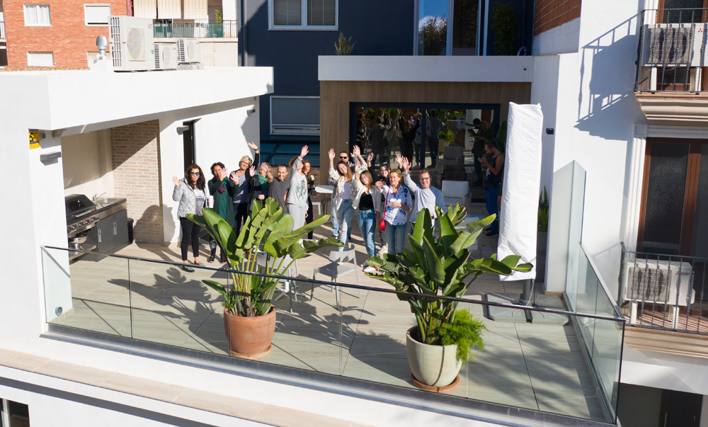 school voor spaanse studenten op het terras