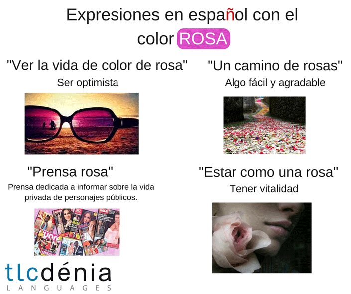 Expressions espagnol avec le couleur rose