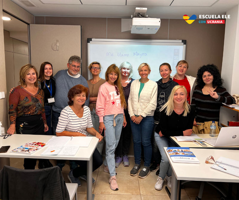 Spanish class with Ukrainian students