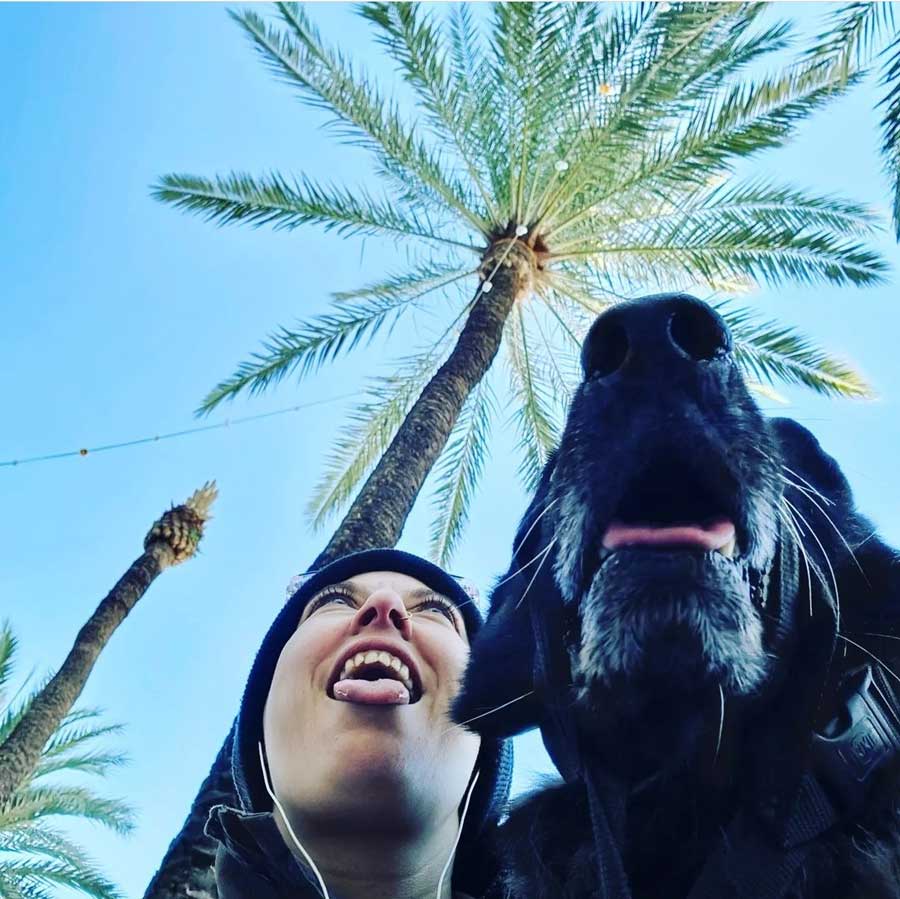 Spanish student with her dog in Spain