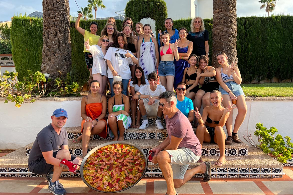 School group with a paella in Spain