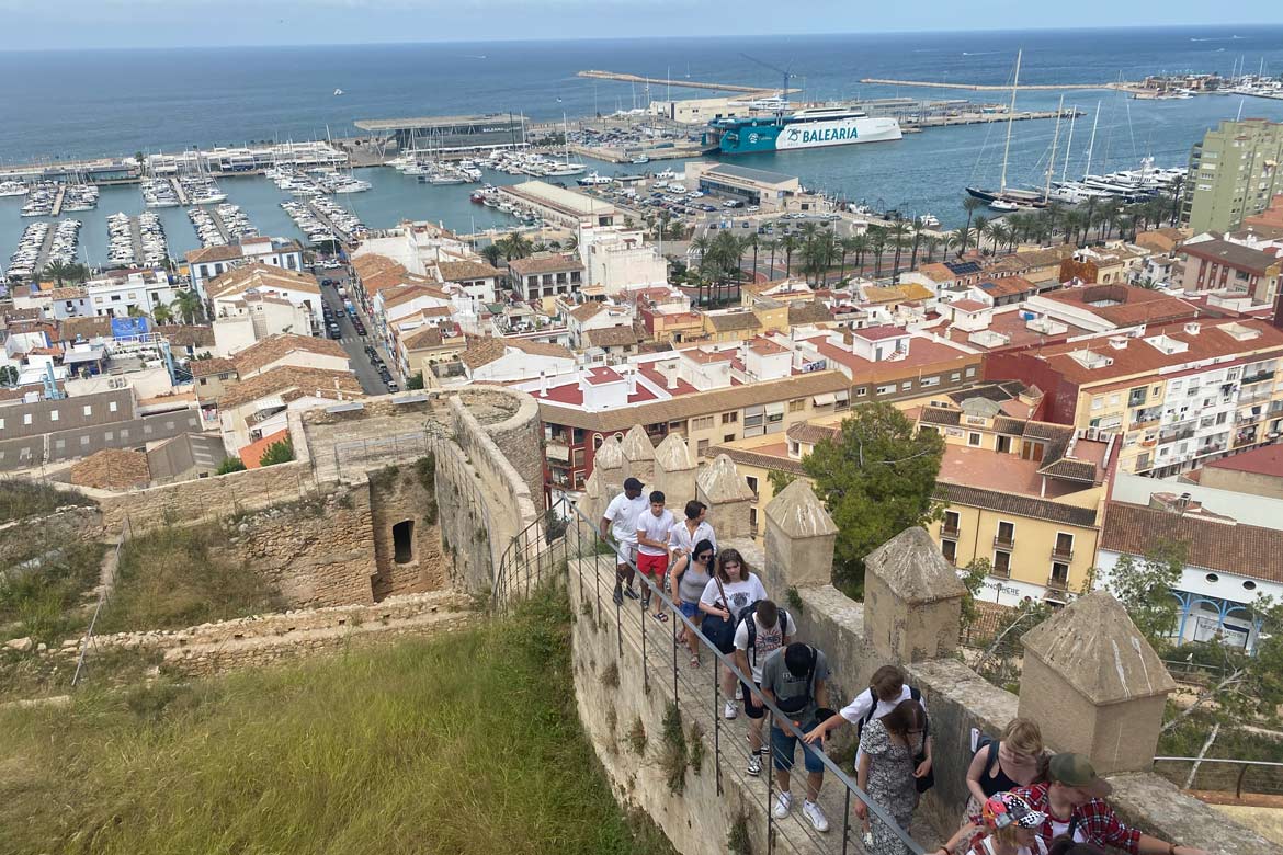 School group visiting Denia's castle in Spain