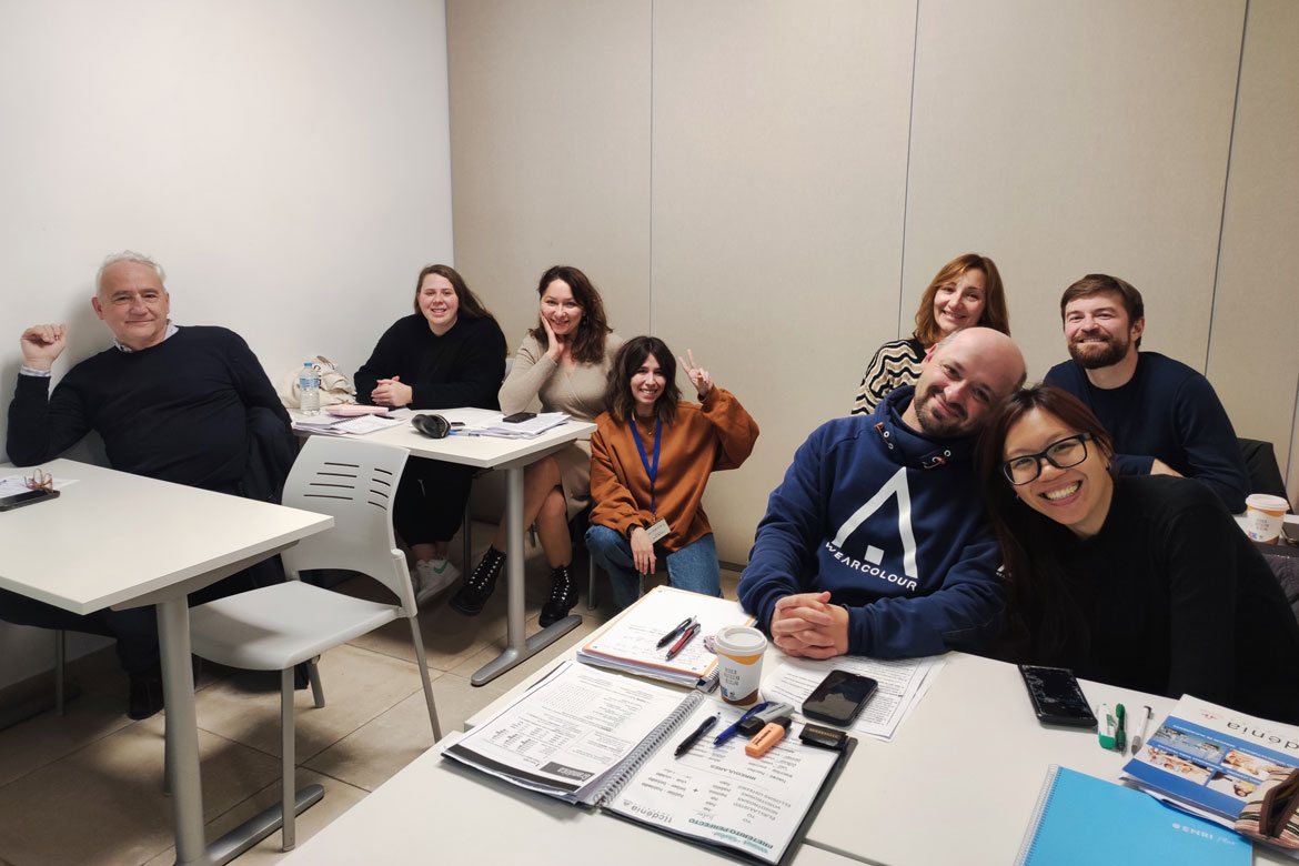 Group of students during the Spanish lessons in Spain