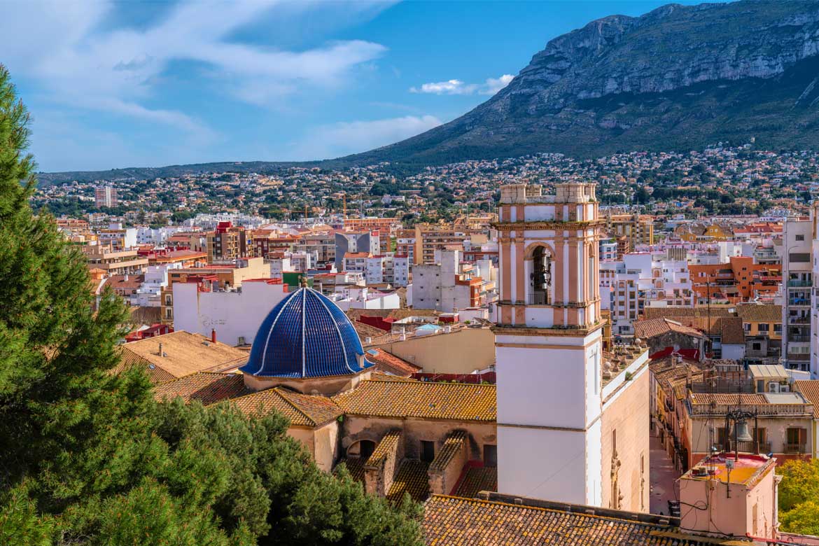 Aerial image of the city of Denia in Spain