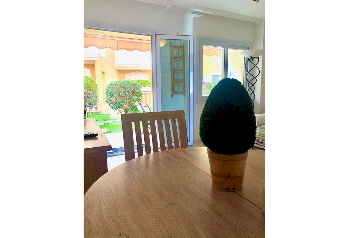 Living room table of Marina Azul beach apartment in Denia