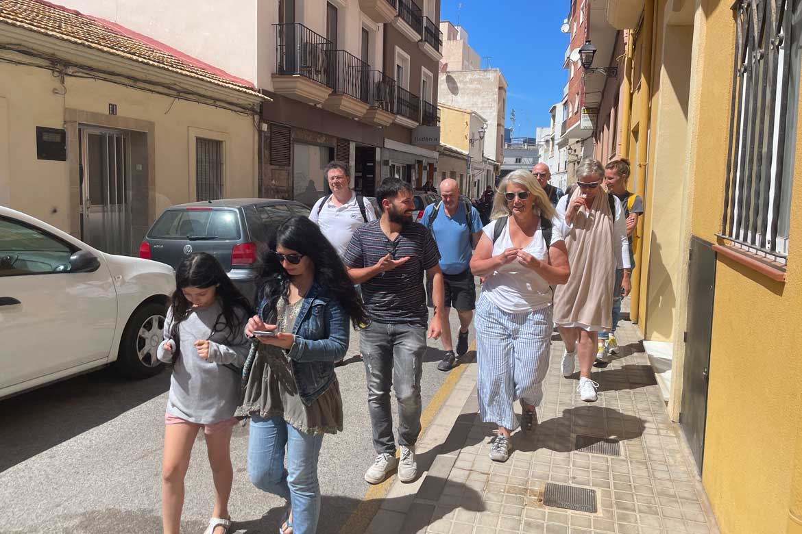 Students of Spanish in Barbacana street in Denia, Spain