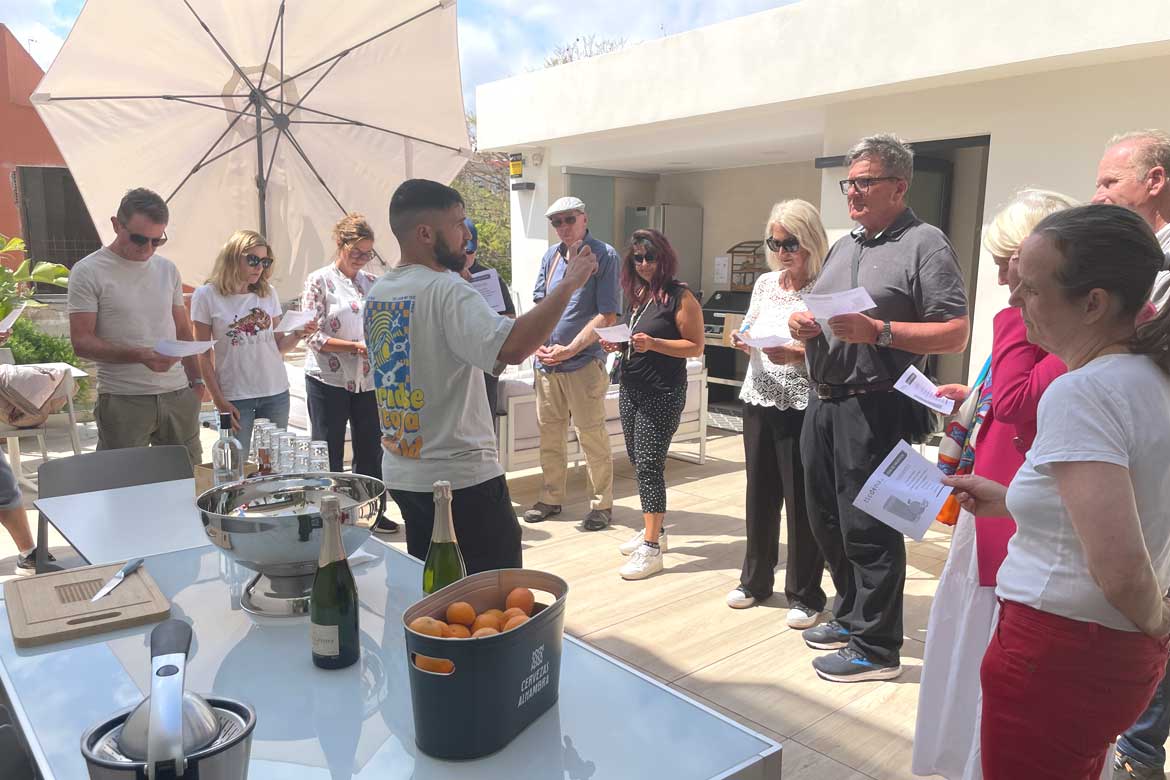 Students of Spanish at TLCdénia school rooftop in Denia, Spain