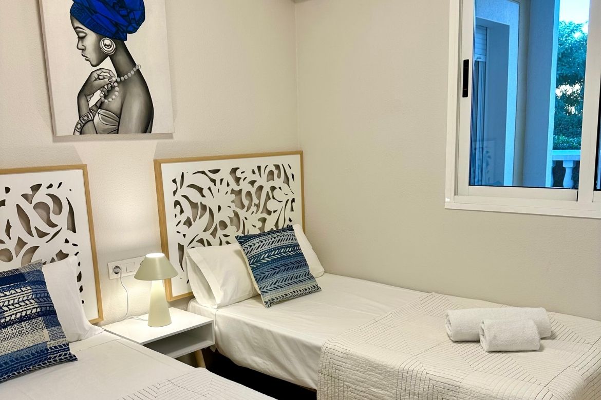 Bedroom of the beach apartment in Denia