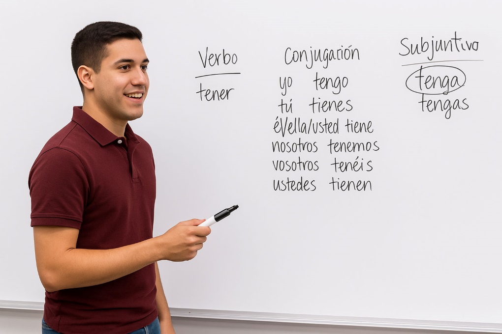 Professeur d’espagnol devant le tableau pendant le cours de formation pour enseignants ELE en Espagne